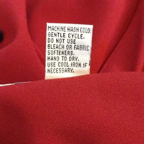 Vintage 80s Chaus Red Long Sleeve Button Down Midi Dress Plus Size 16W Deadstock - Picture 7 of 8